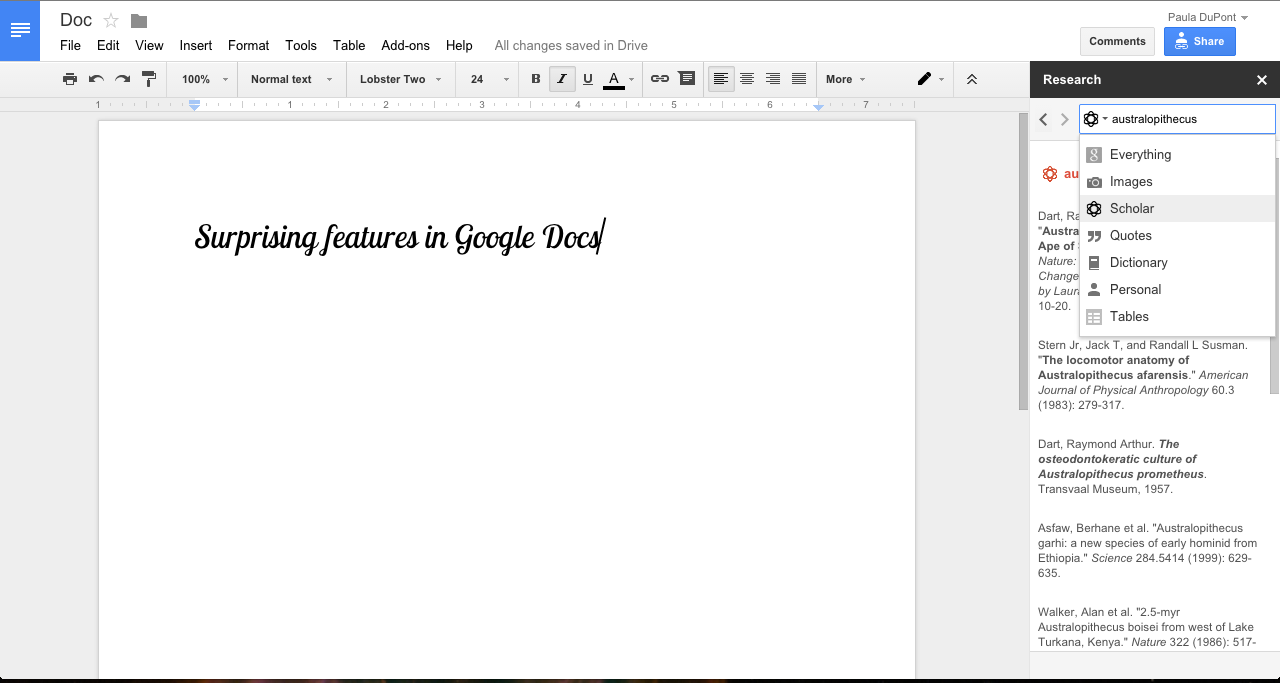 how to do hanging citation in google docs